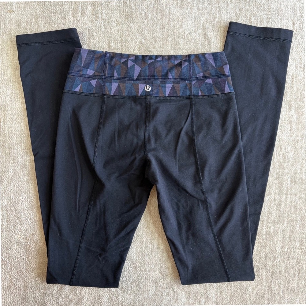 Lululemon Skinny Groove Legging 4 Full On Luon Stained Glass Black Yoga Pilates
